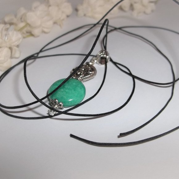 Necklace Pendant Beaded Green & Silver Jewelry Gift Idea for Her Necklace A111 - Picture 5 of 9